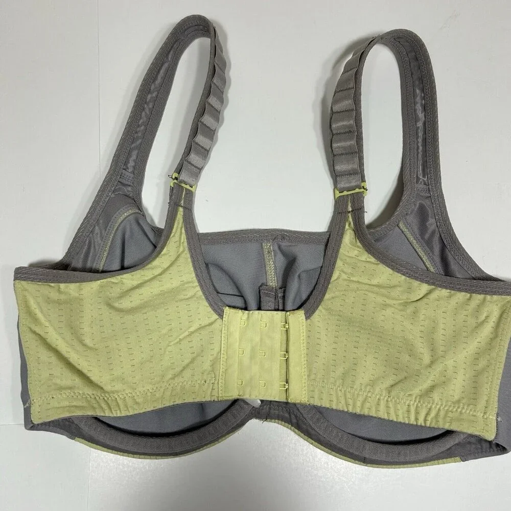 Lunaire 267-11 Seamless Underwire Sports Bra Mesh Womens 36DDD Yellow Gray Flaw - Picture 3 of 9